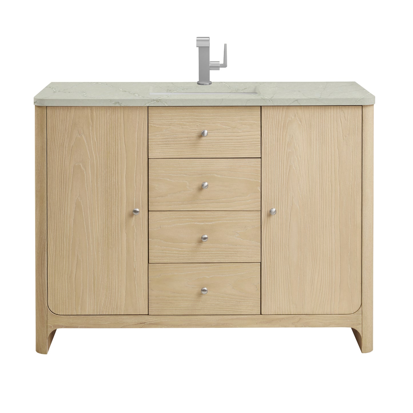 James Martin D125-V48-CSD-FVSL Gracyn 48" Single Vanity, Coastal Driftwood, With 3 CM Victorian Silver Silestone Top With FreePower Wireless Charger