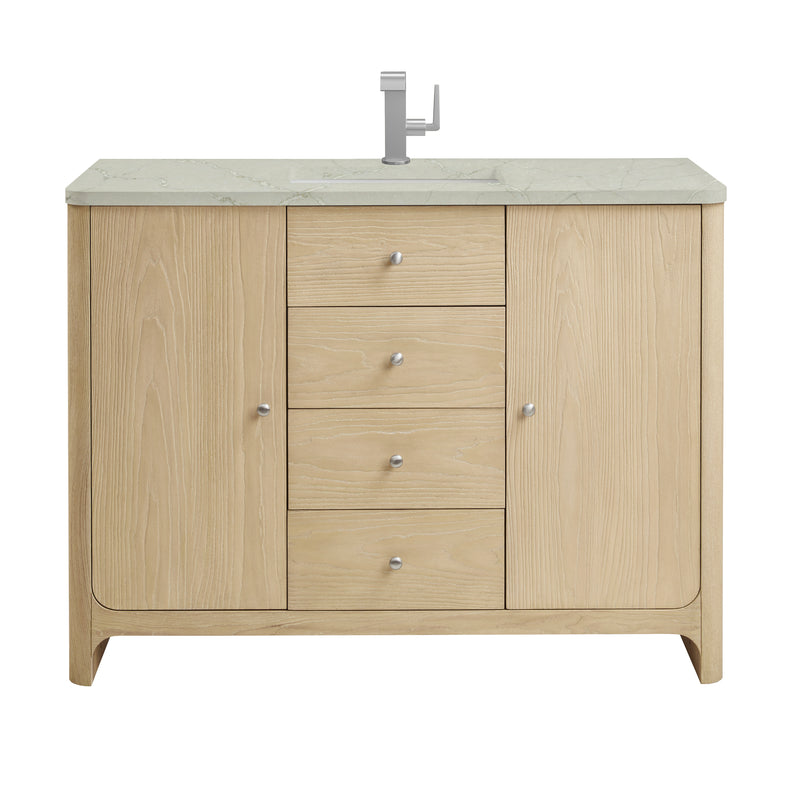 James Martin D125-V48-CSD-FVSL Gracyn 48" Single Vanity, Coastal Driftwood, With 3 CM Victorian Silver Silestone Top With FreePower Wireless Charger