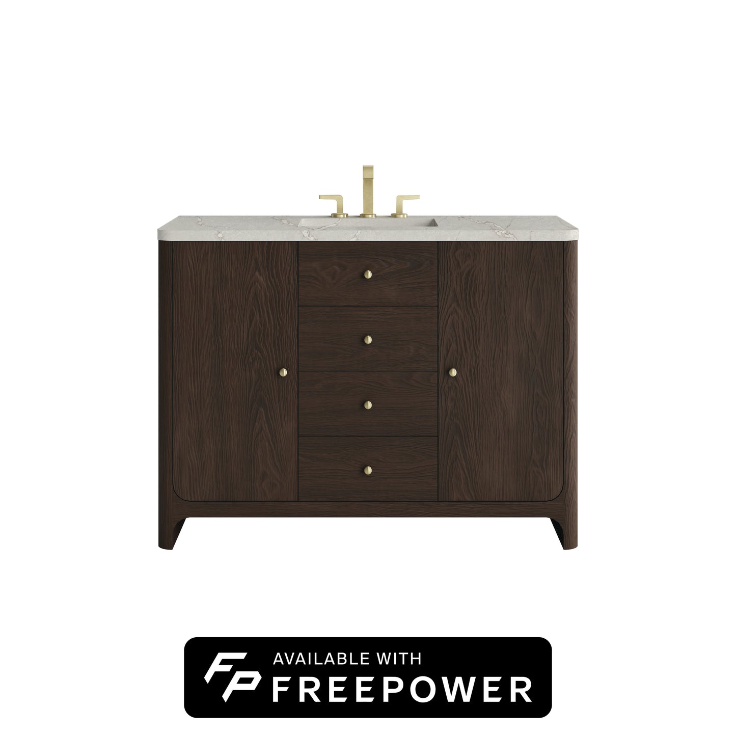 James Martin D125-V48-SBL-FVSL Gracyn 48" Single Vanity, Sable, With 3 CM Victorian Silver Silestone Top With FreePower Wireless Charger