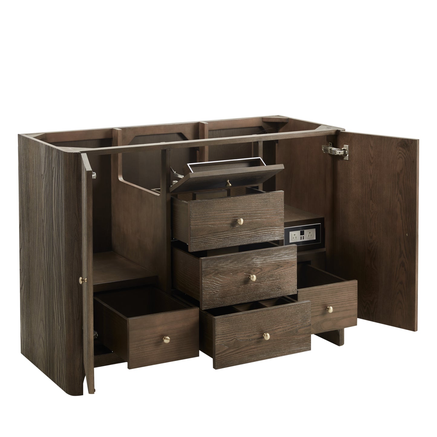 James Martin D125-V48-SBL-FVSL Gracyn 48" Single Vanity, Sable, With 3 CM Victorian Silver Silestone Top With FreePower Wireless Charger
