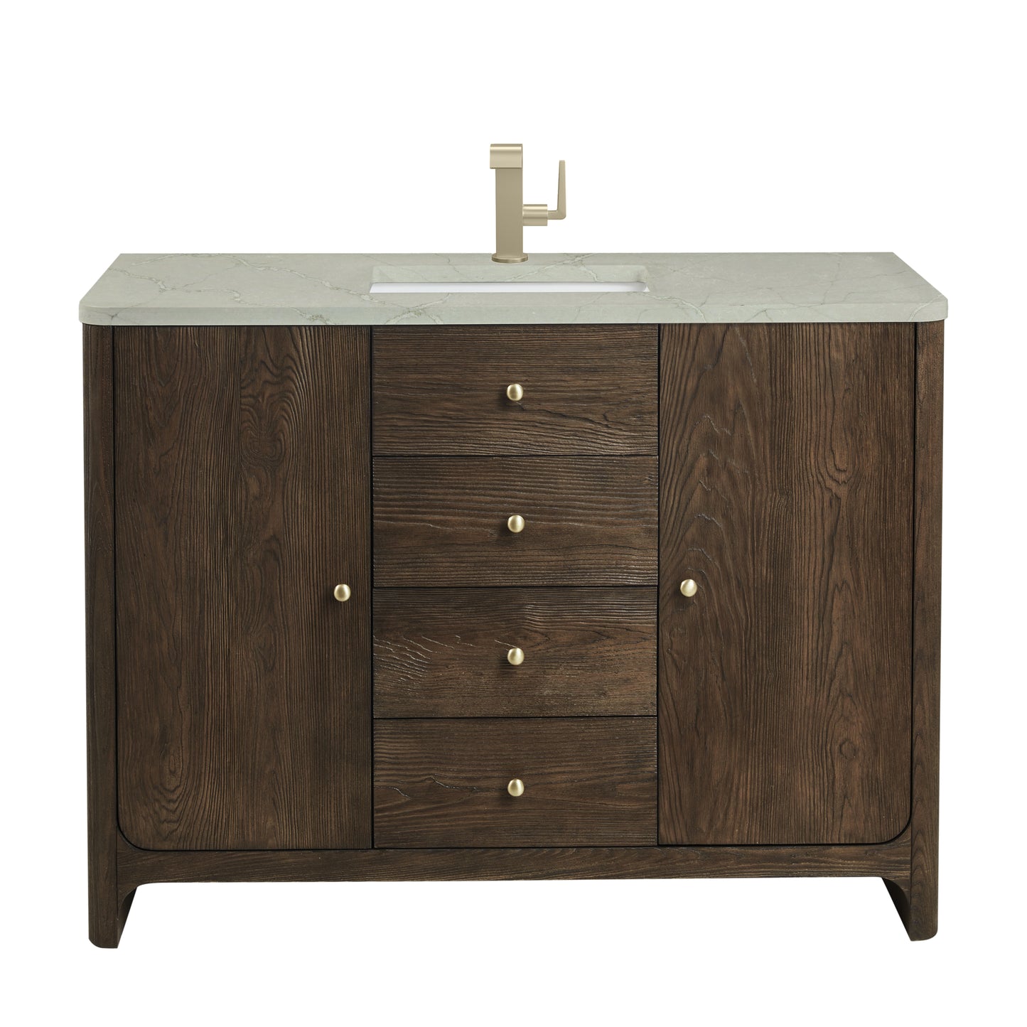 James Martin D125-V48-SBL-FVSL Gracyn 48" Single Vanity, Sable, With 3 CM Victorian Silver Silestone Top With FreePower Wireless Charger