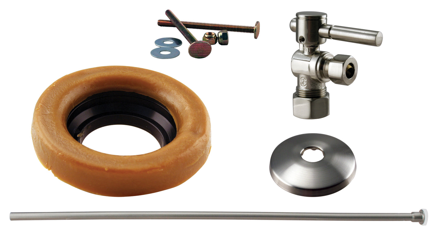 Westbrass D1614TBL Toilet Kit with 1/4-Turn nom comp Stop and Wax Ring - Lever Handle