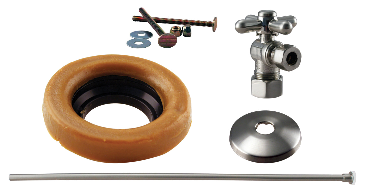 Westbrass D1614TBX Toilet Kit with 1/4-Turn nom comp Stop and Wax Ring - Lever Handle - Parent