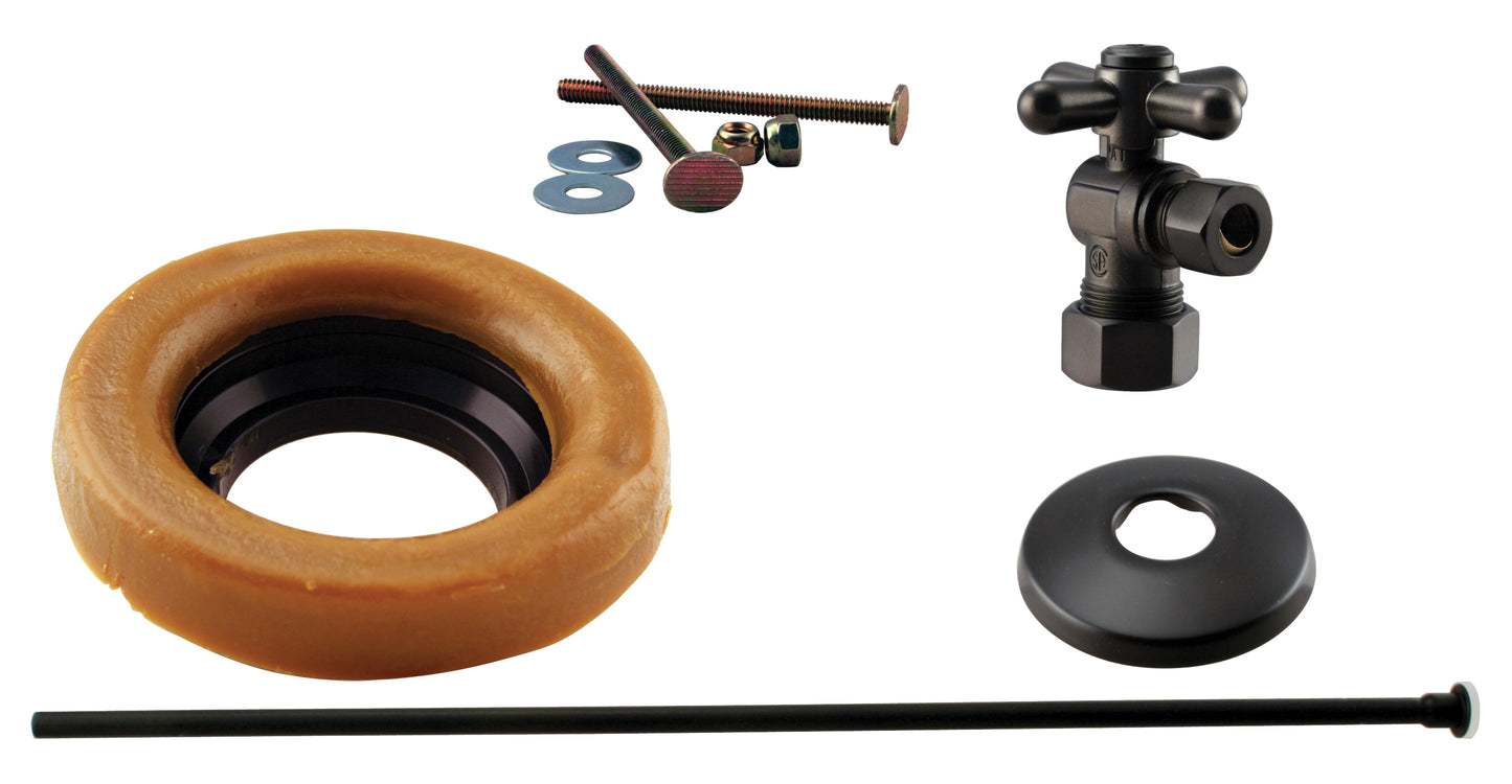 Westbrass D1614TBX Toilet Kit with 1/4-Turn nom comp Stop and Wax Ring - Lever Handle