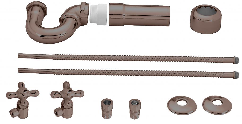 Westbrass D1638L LA-Style Pedestal Lavatory Kit - Cross Handles