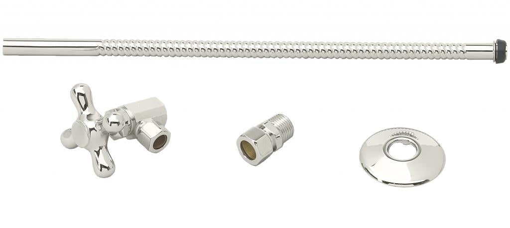 Westbrass D1712T Toilet Kit with Stop and Corrugated Riser - Cross Handle