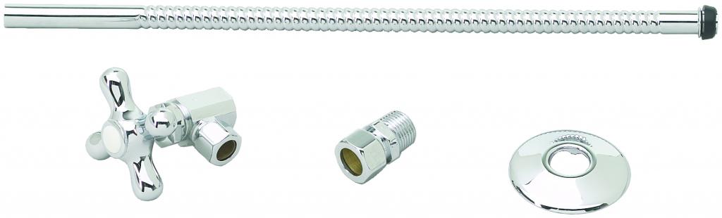 Westbrass D1712T Toilet Kit with Stop and Corrugated Riser - Cross Handle