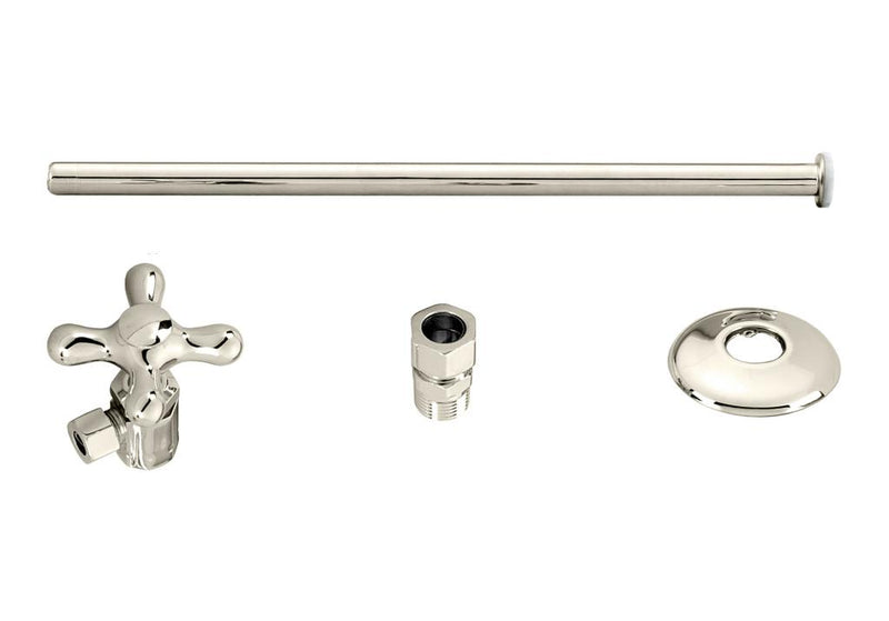Westbrass D1812T Toilet Kit with Stop and Flat Head Riser - Cross Handle