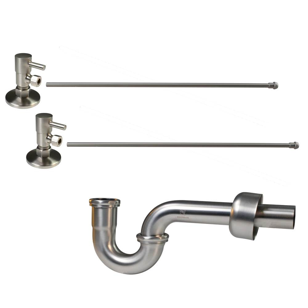 Westbrass D1838QRL P-Trap 1/4-Turn Lavatory Kit with Valves and Risers