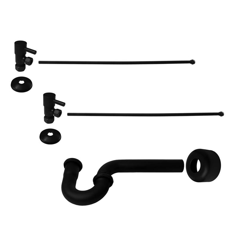 Westbrass D1838QRL P-Trap 1/4-Turn Lavatory Kit with Valves and Risers