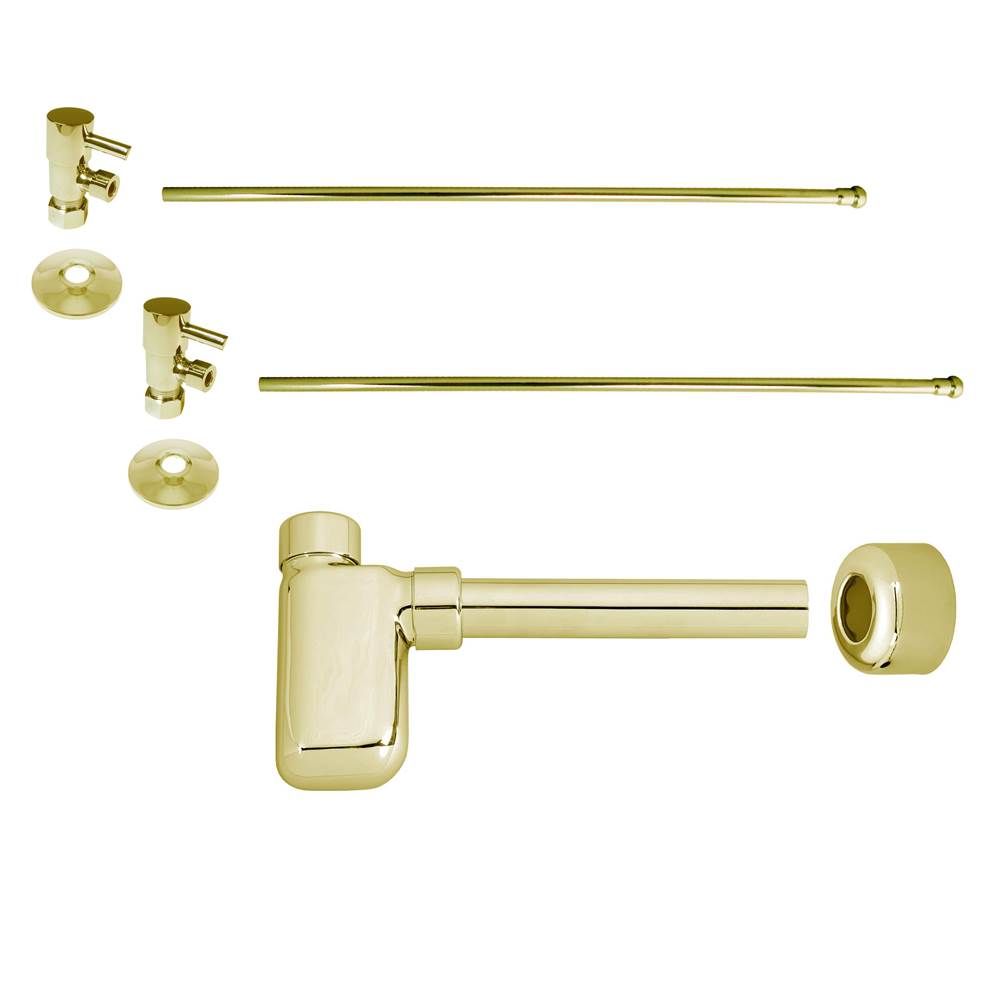 Westbrass D1938QRL Flat Trap 1/4-Turn Lavatory Kit with Valves and Risers - Parent