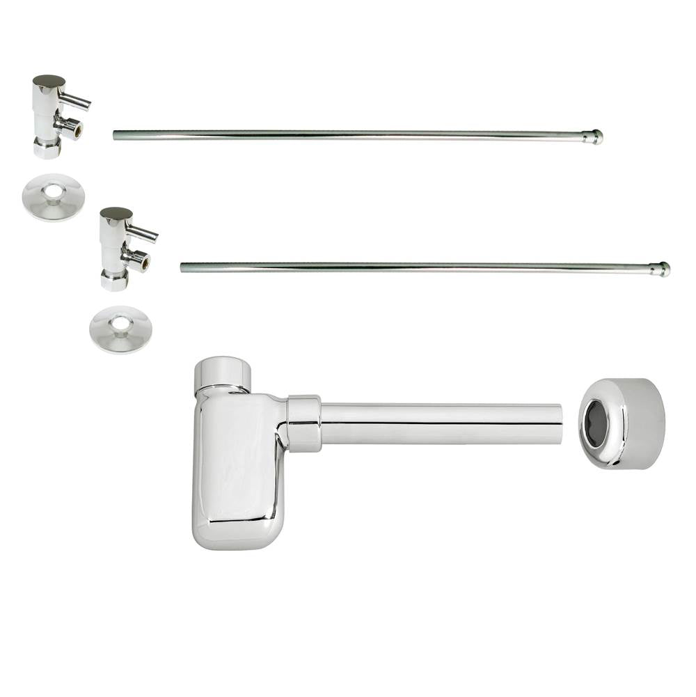 Westbrass D1938QRL Flat Trap 1/4-Turn Lavatory Kit with Valves and Risers