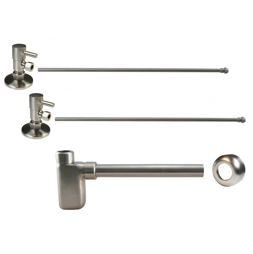 Westbrass D1938QRL Flat Trap 1/4-Turn Lavatory Kit with Valves and Risers