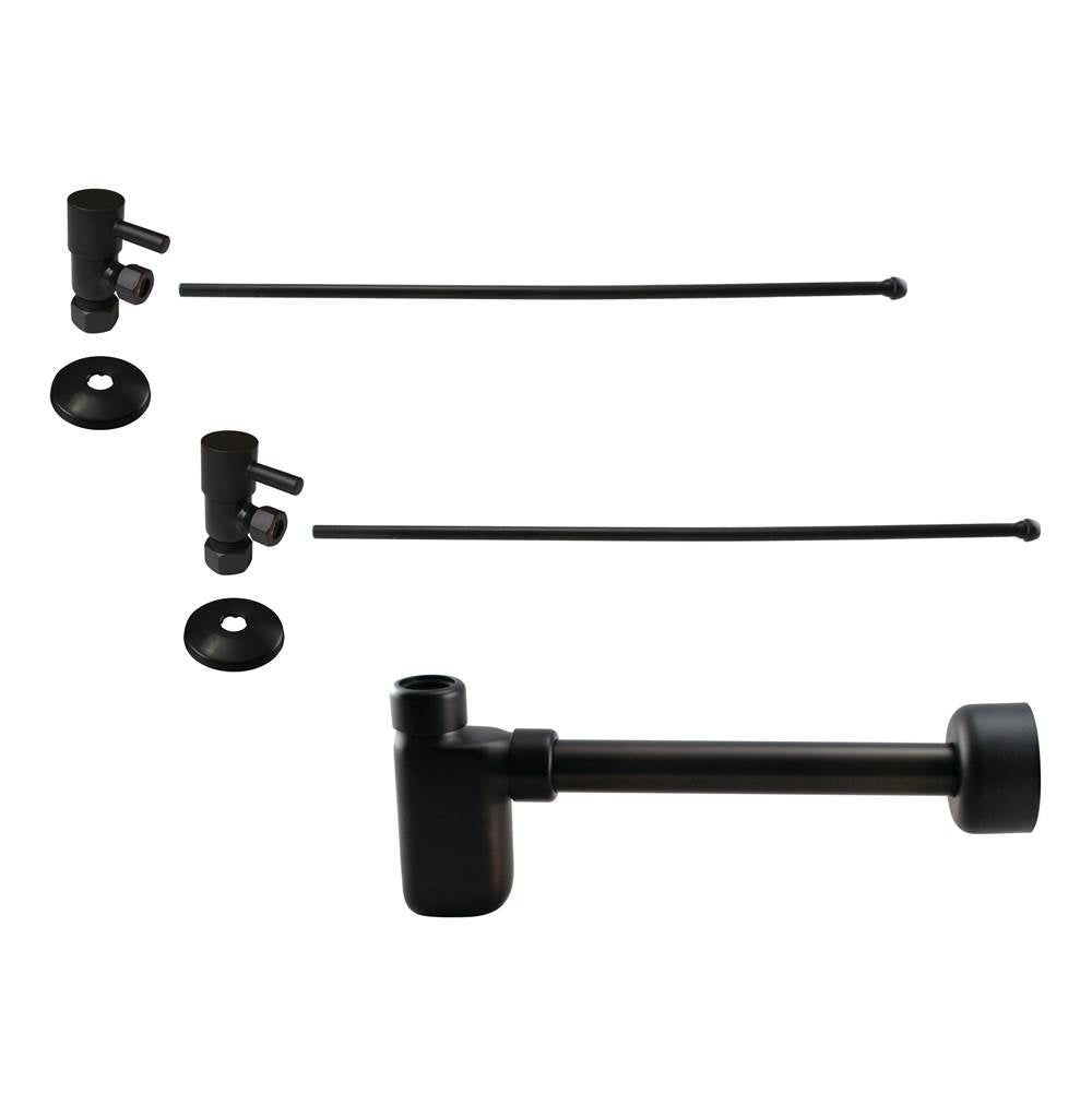Westbrass D1938QRL Flat Trap 1/4-Turn Lavatory Kit with Valves and Risers