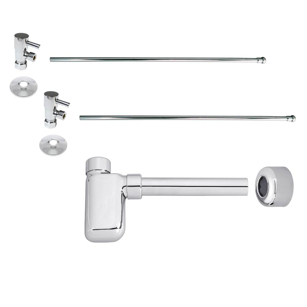 Westbrass D1938QRL Flat Trap 1/4-Turn Lavatory Kit with Valves and Risers