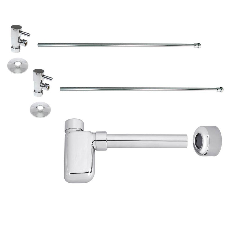 Westbrass D1938QRL Flat Trap 1/4-Turn Lavatory Kit with Valves and Risers