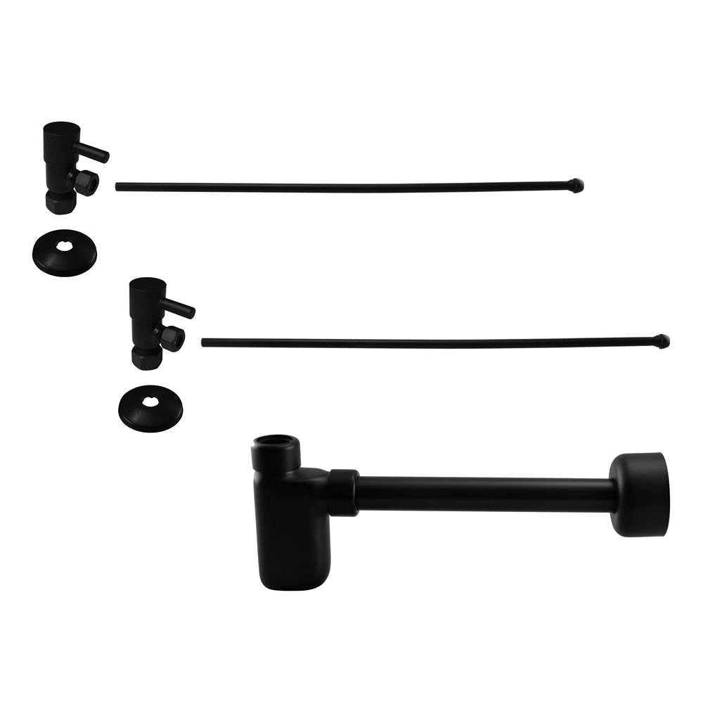 Westbrass D1938QRL Flat Trap 1/4-Turn Lavatory Kit with Valves and Risers