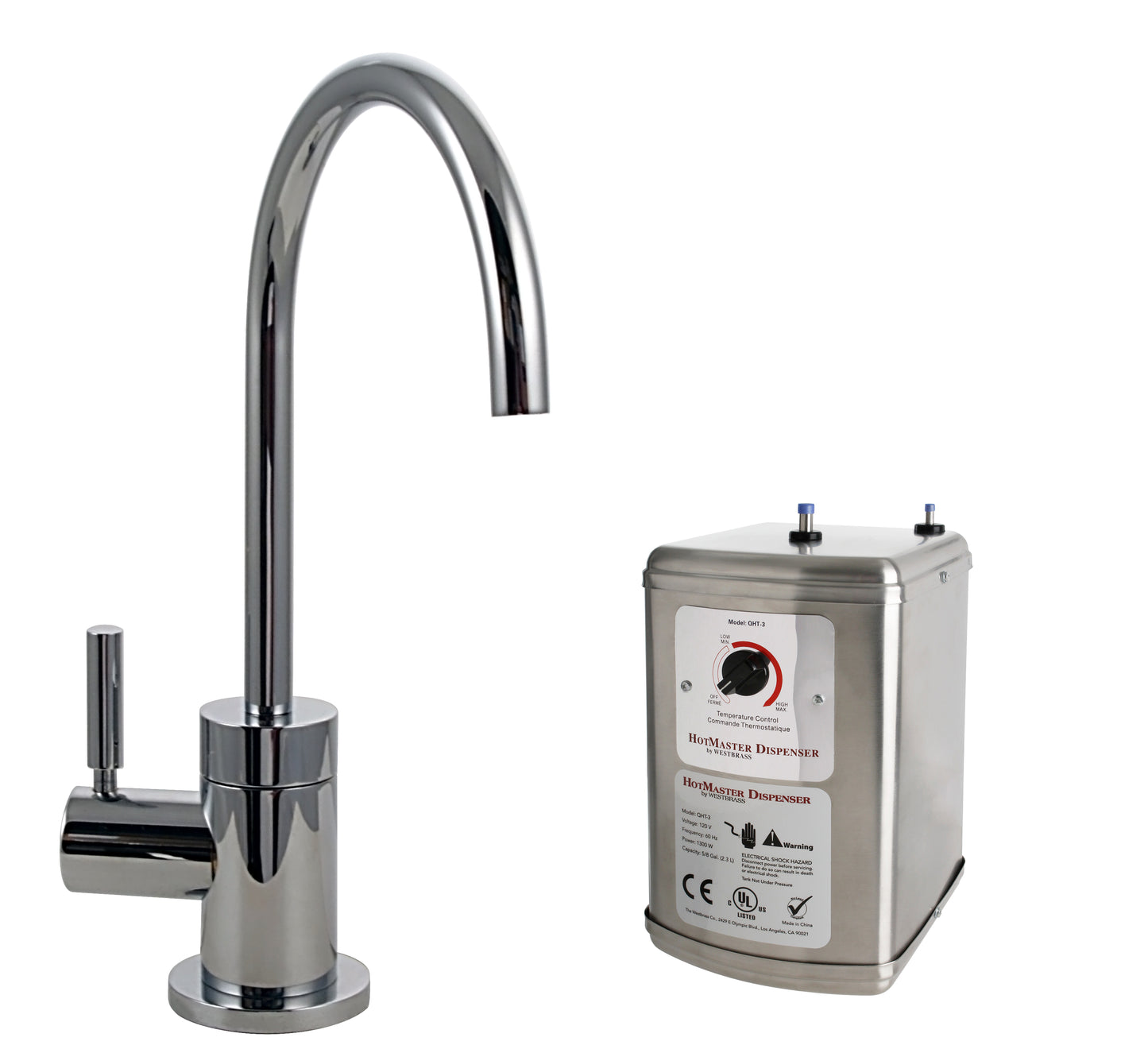 Westbrass D2041HFP Premium Contemporary 9 in. Hot Water Dispenser and Tank