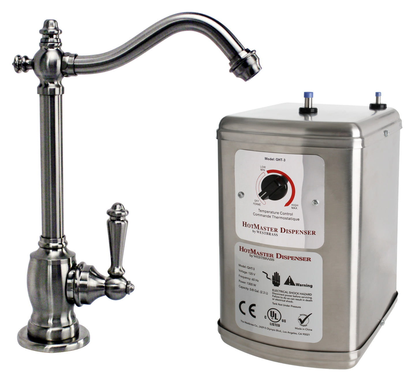 Westbrass D204HFP Victorian 1-Handle Hot Water Dispenser Faucet with Instant Hot Tank