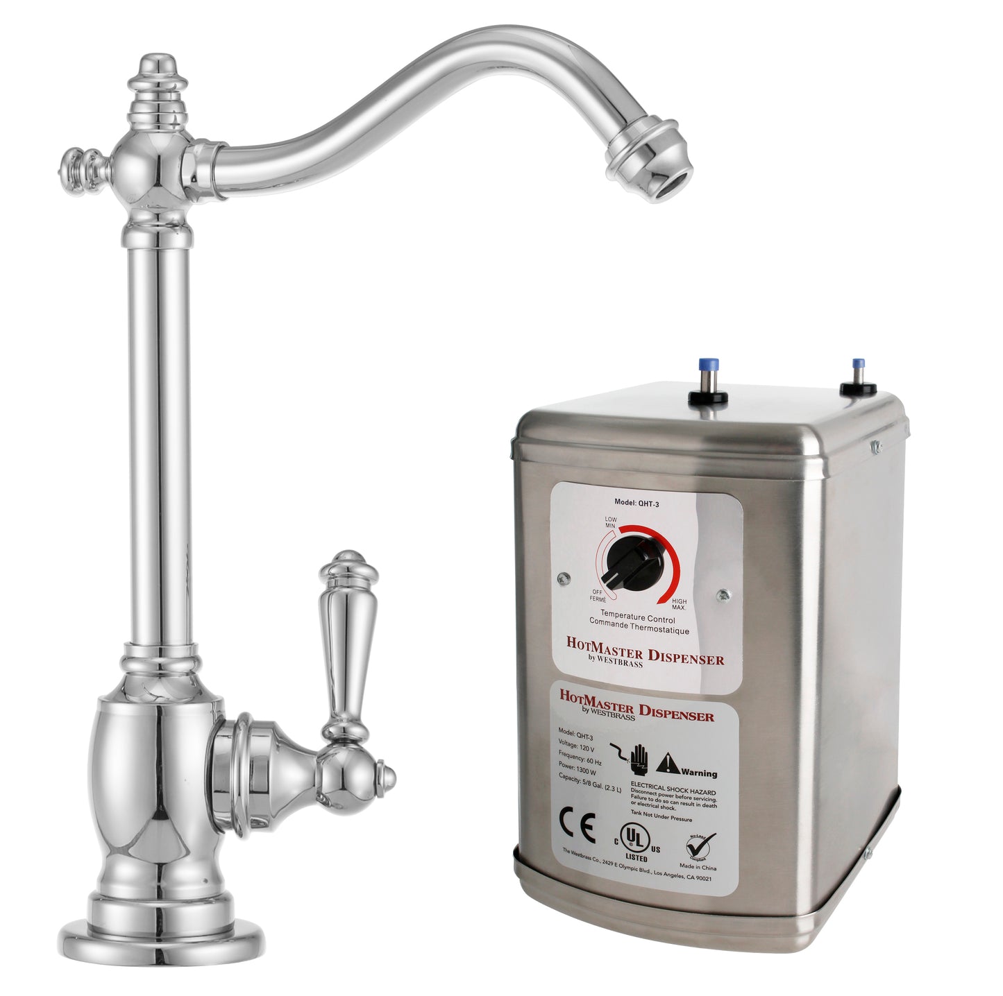 Westbrass D204HFP Victorian 1-Handle Hot Water Dispenser Faucet with Instant Hot Tank