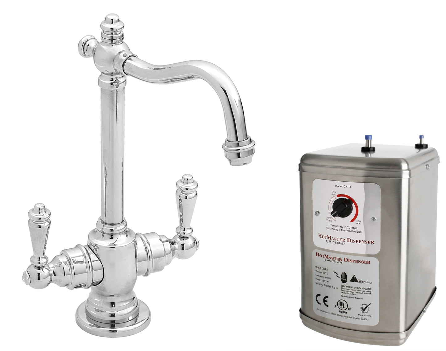 Westbrass D205HFP Victorian 9 in. Hot and Cold Water Dispenser and Tank