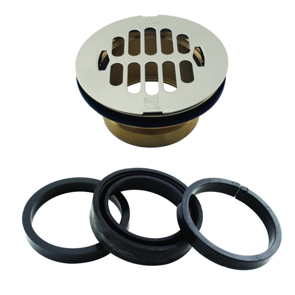 Westbrass D206B-LAS Brass Body Swedge-Lock Shower Drain with Grid