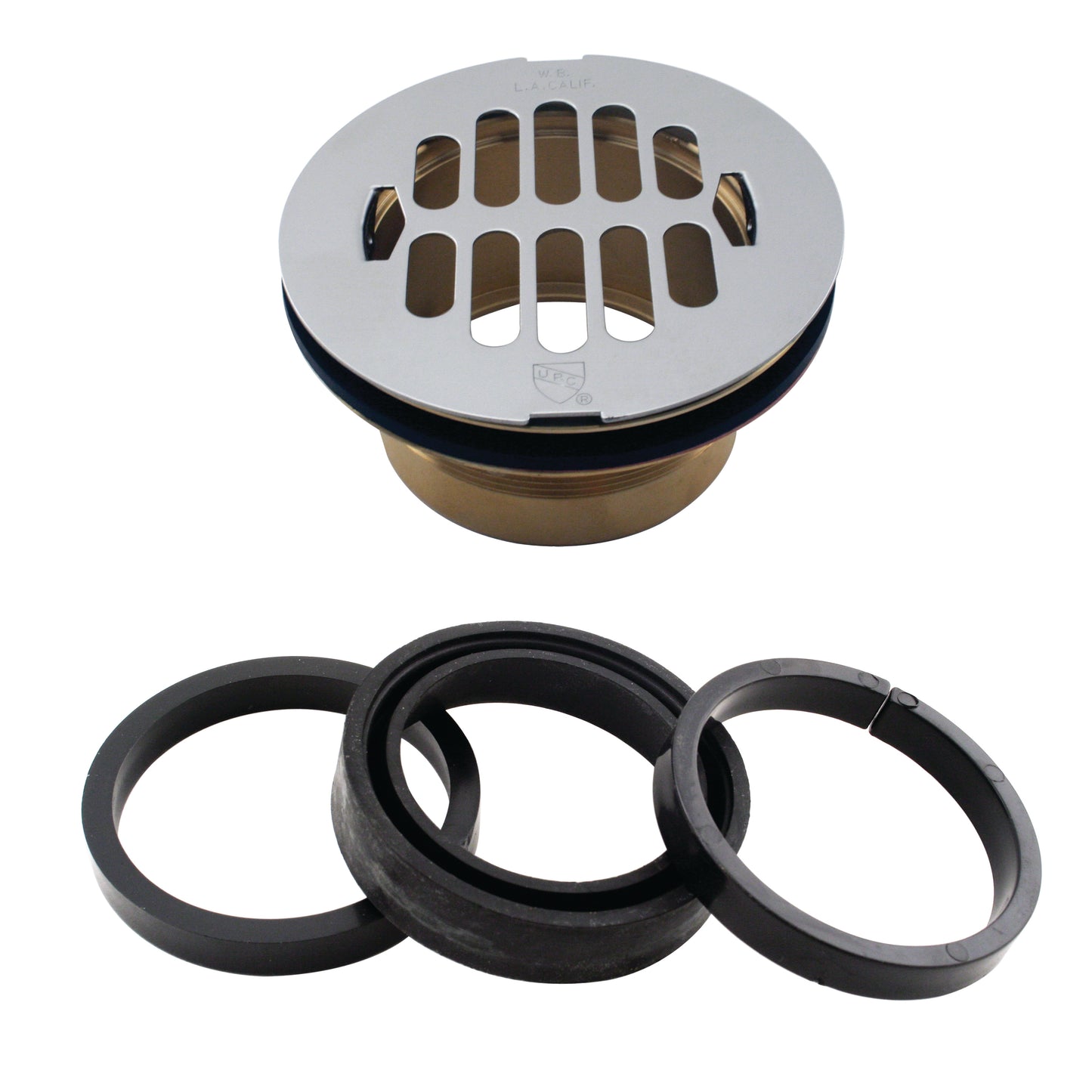 Westbrass D206B-LAS Brass Body Swedge-Lock Shower Drain with Grid