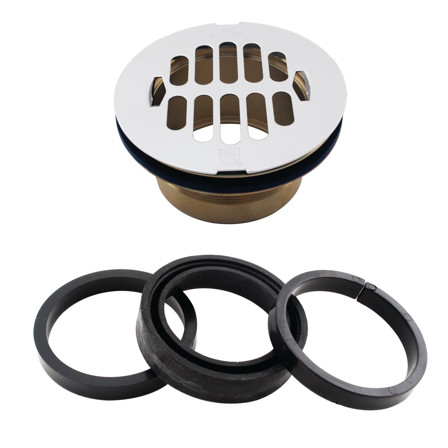 Westbrass D206B-LAS Brass Body Swedge-Lock Shower Drain with Grid