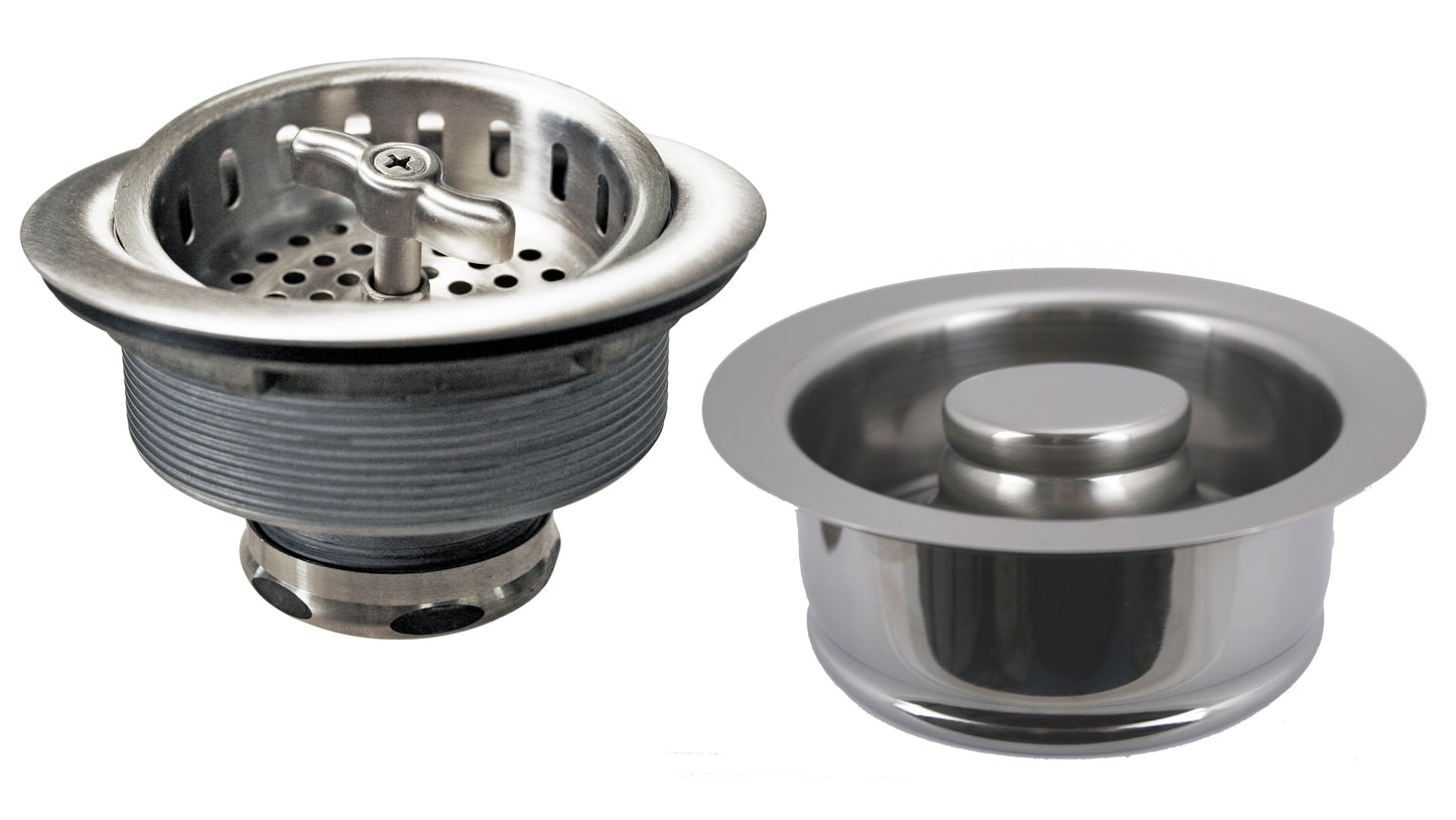 Westbrass D2155 Wing Nut Style Large Kitchen Basket Strainer with InSinkErator Style Disposal Flange and Stopper