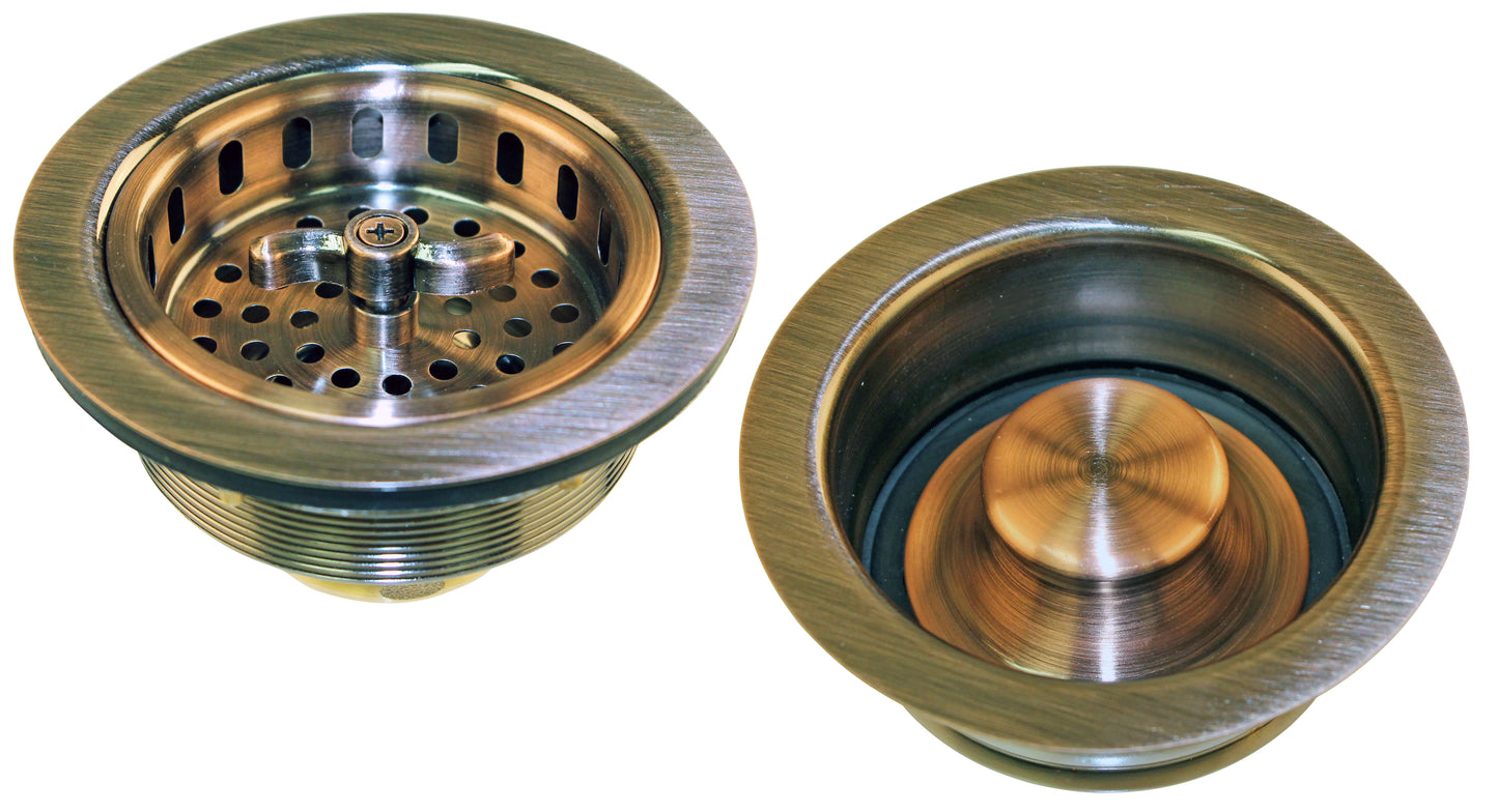 Westbrass D2155 Wing Nut Style Large Kitchen Basket Strainer with InSinkErator Style Disposal Flange and Stopper