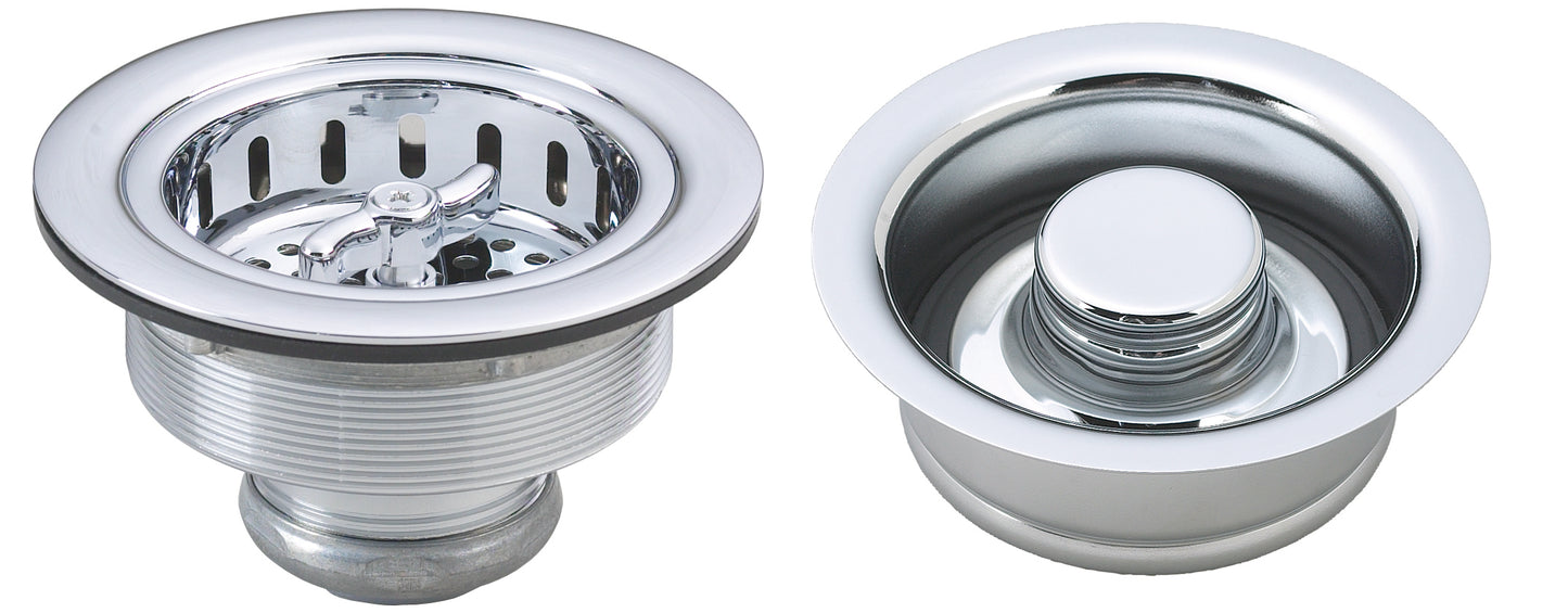 Westbrass D2155 Wing Nut Style Large Kitchen Basket Strainer with InSinkErator Style Disposal Flange and Stopper