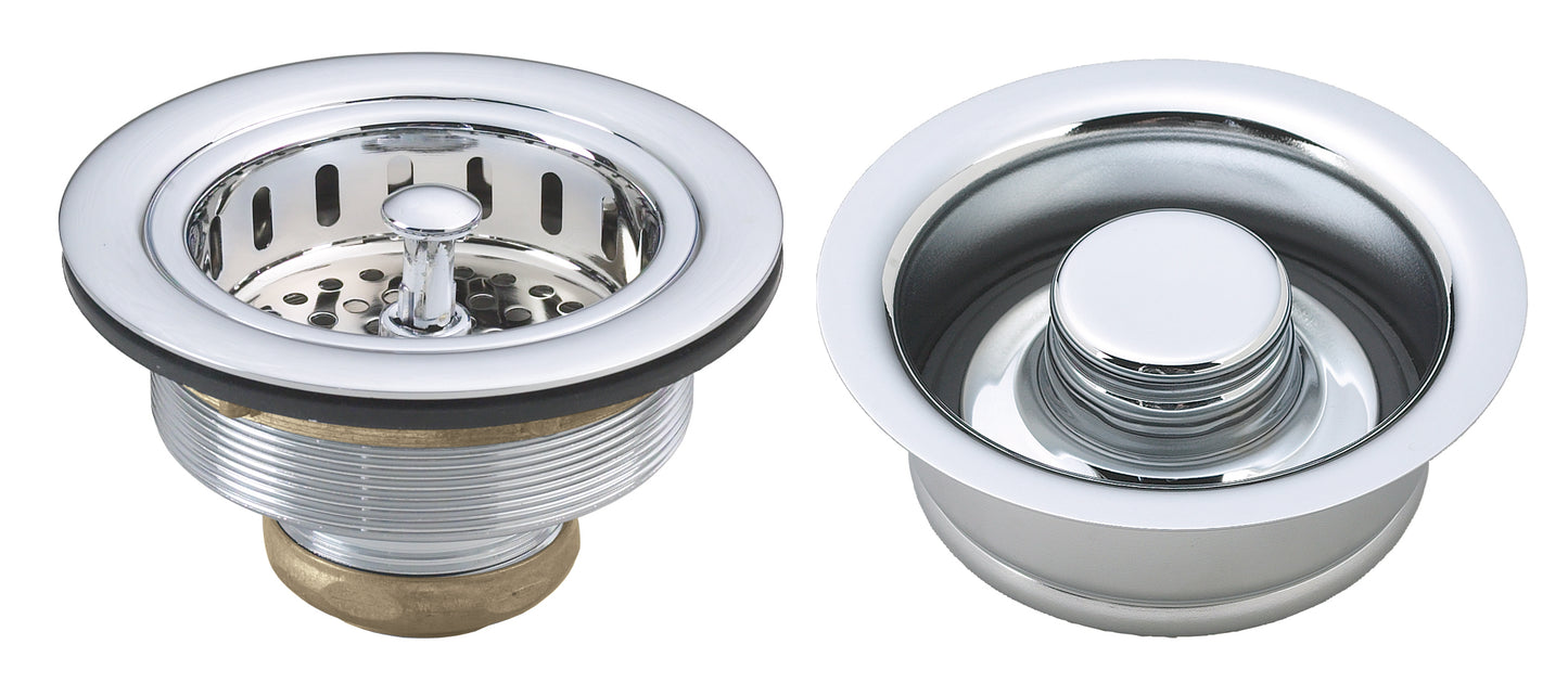 Westbrass D2165 Post Style Large Kitchen Basket Strainer with InSinkErator Style Disposal Flange and Stopper