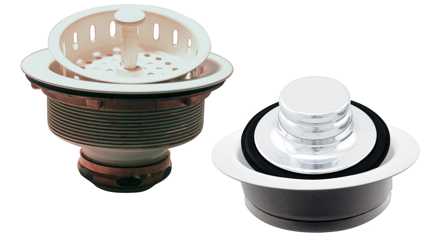 Westbrass D2165 Post Style Large Kitchen Basket Strainer with InSinkErator Style Disposal Flange and Stopper