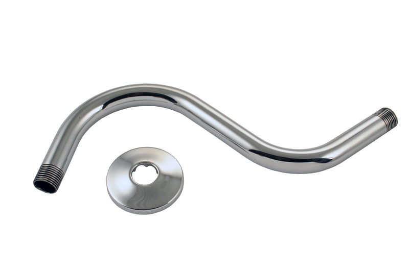 Westbrass D303-81 1/2 in. IPS x 8 in. S-Shaped Shower Arm and Flange