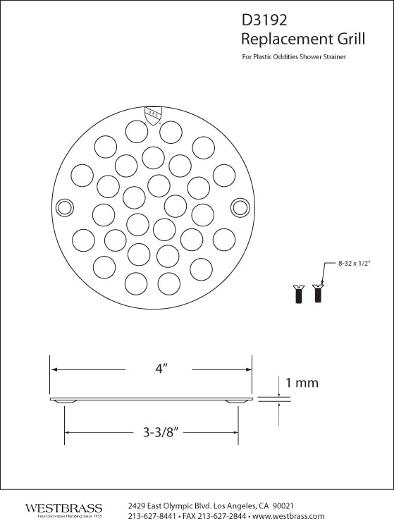 Westbrass D3192 4 in. O.D. Shower Strainer Cover Plastic-Oddities Style - Parent