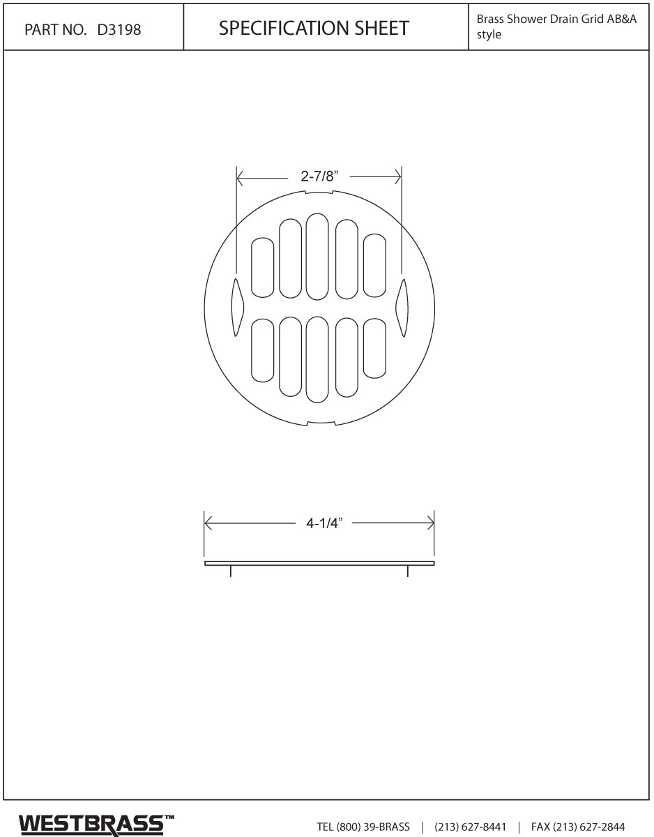Westbrass D3198 ABandA Snap-in Shower Strainer - Parent