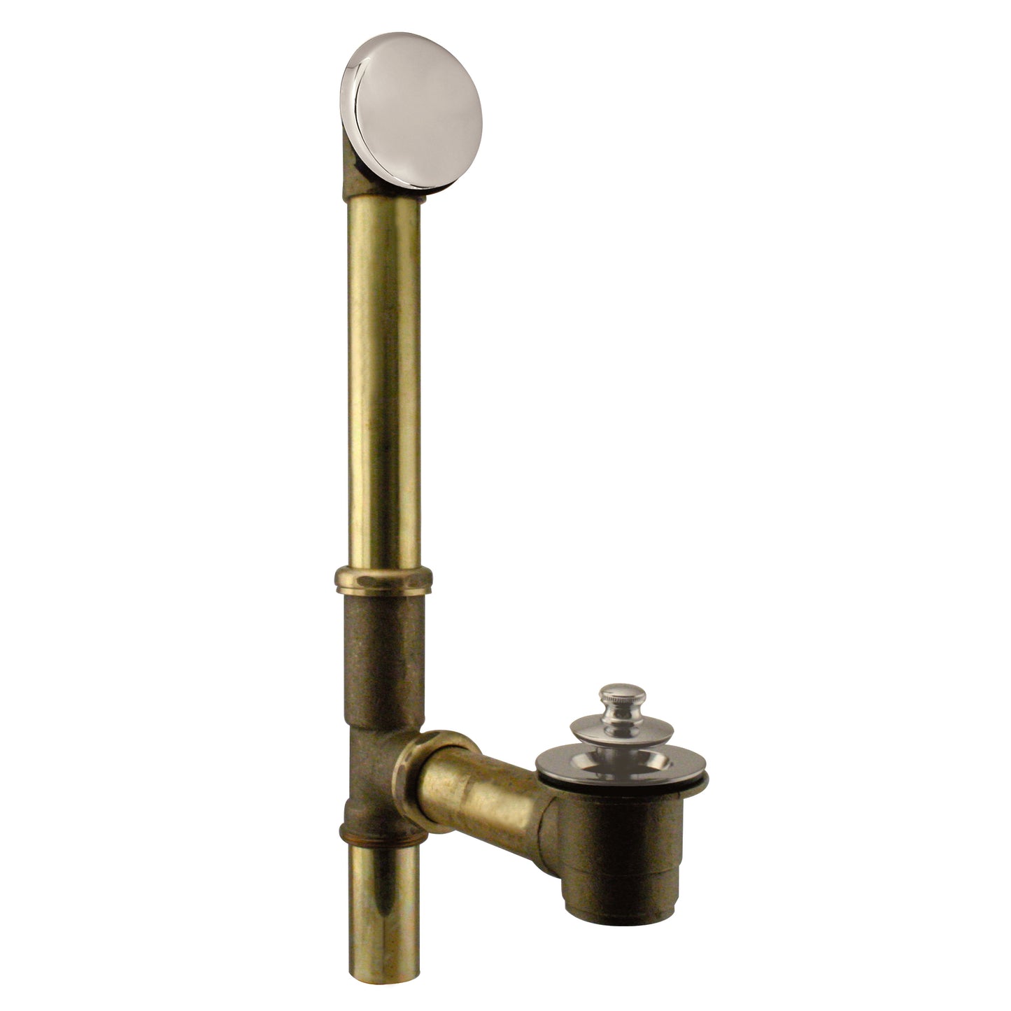 Westbrass D321H Twist and Close Bath Waste - Hidden Overflow -14 in. Make-Up, 17 Ga. - Parent