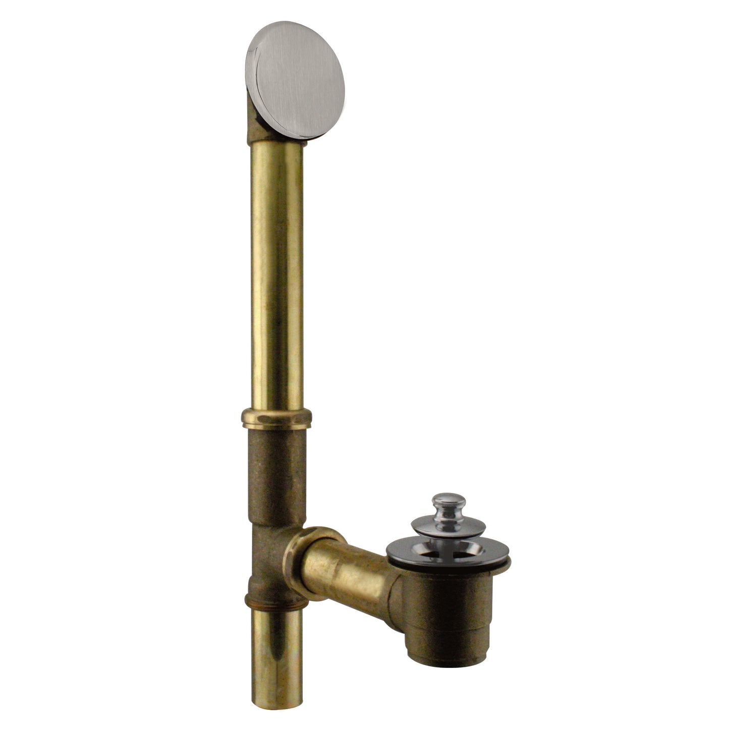 Westbrass D321H Twist and Close Bath Waste - Hidden Overflow -14 in. Make-Up, 17 Ga.
