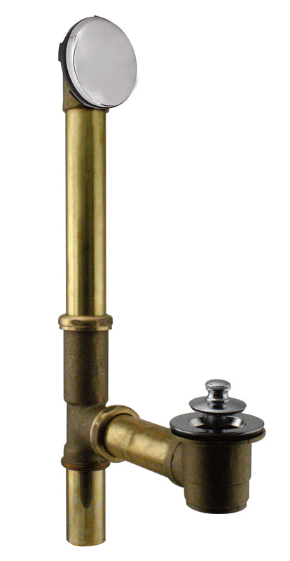 Westbrass D321H Twist and Close Bath Waste - Hidden Overflow -14 in. Make-Up, 17 Ga.