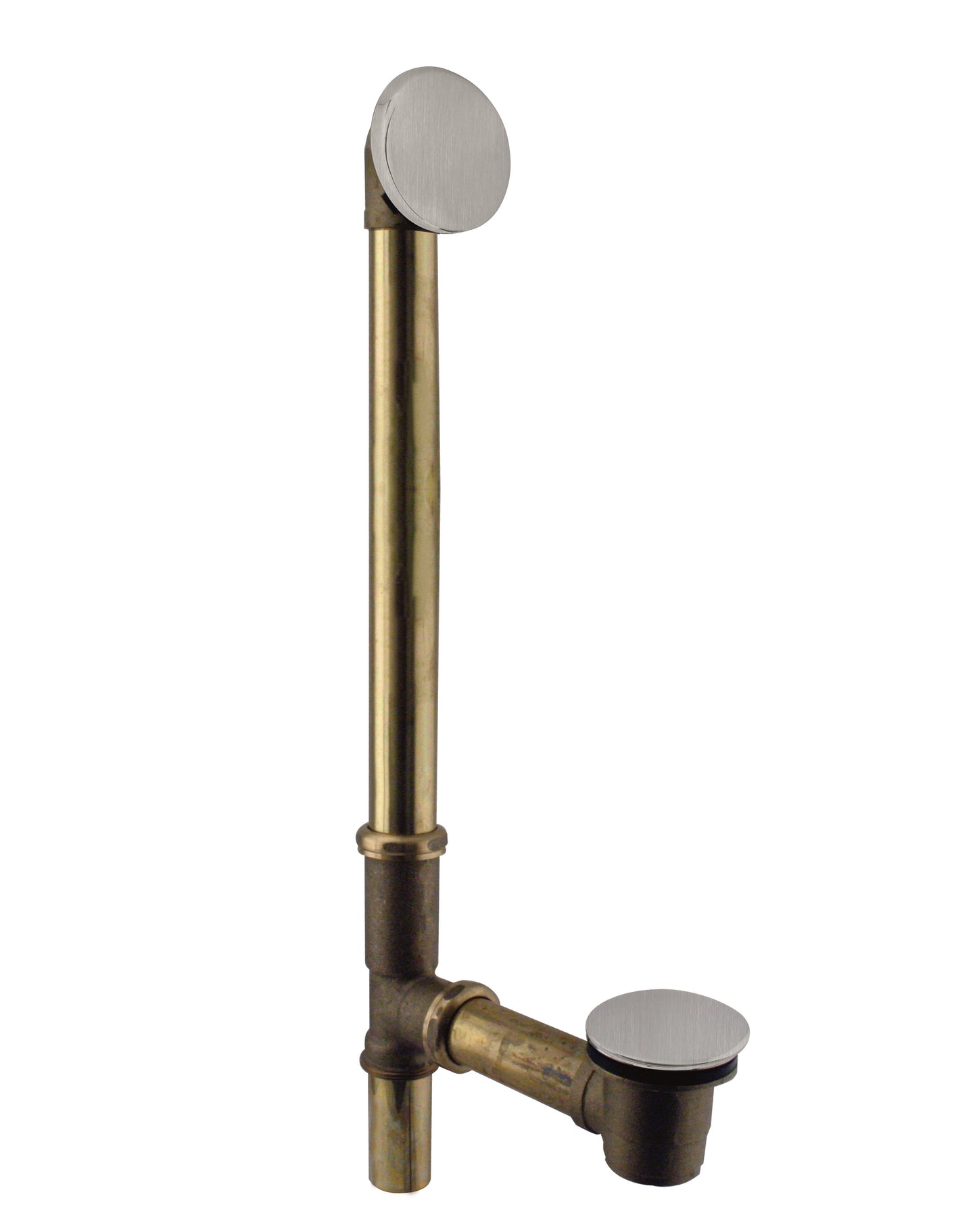 Westbrass D326H European Tip Toe Bath Waste - Hidden Overflow -22 in. Make-Up, 17 Ga.