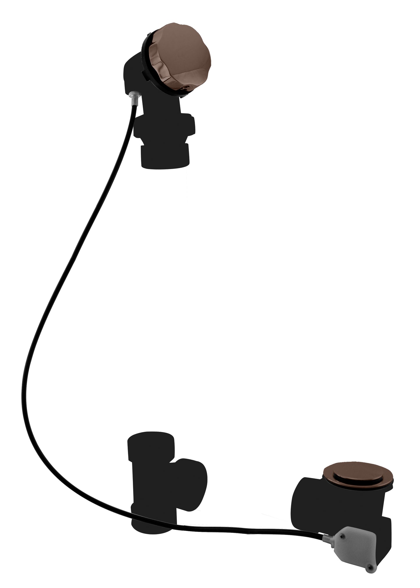 Westbrass D50A35BJ Sch. 40 ABS 35 in. Cable Drive Bath Waste - Ball Joint Head