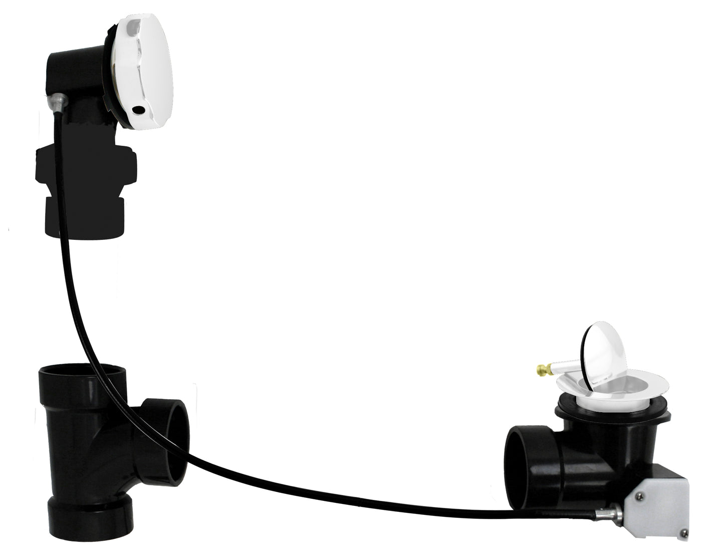 Westbrass D50A35BJ Sch. 40 ABS 35 in. Cable Drive Bath Waste - Ball Joint Head