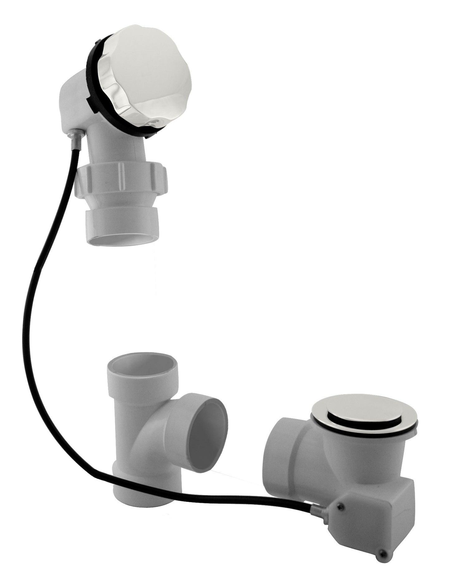 Westbrass D50P27BJ Sch. 40 PVC 27 in. Cable Drive Bath Waste - Ball Joint Head