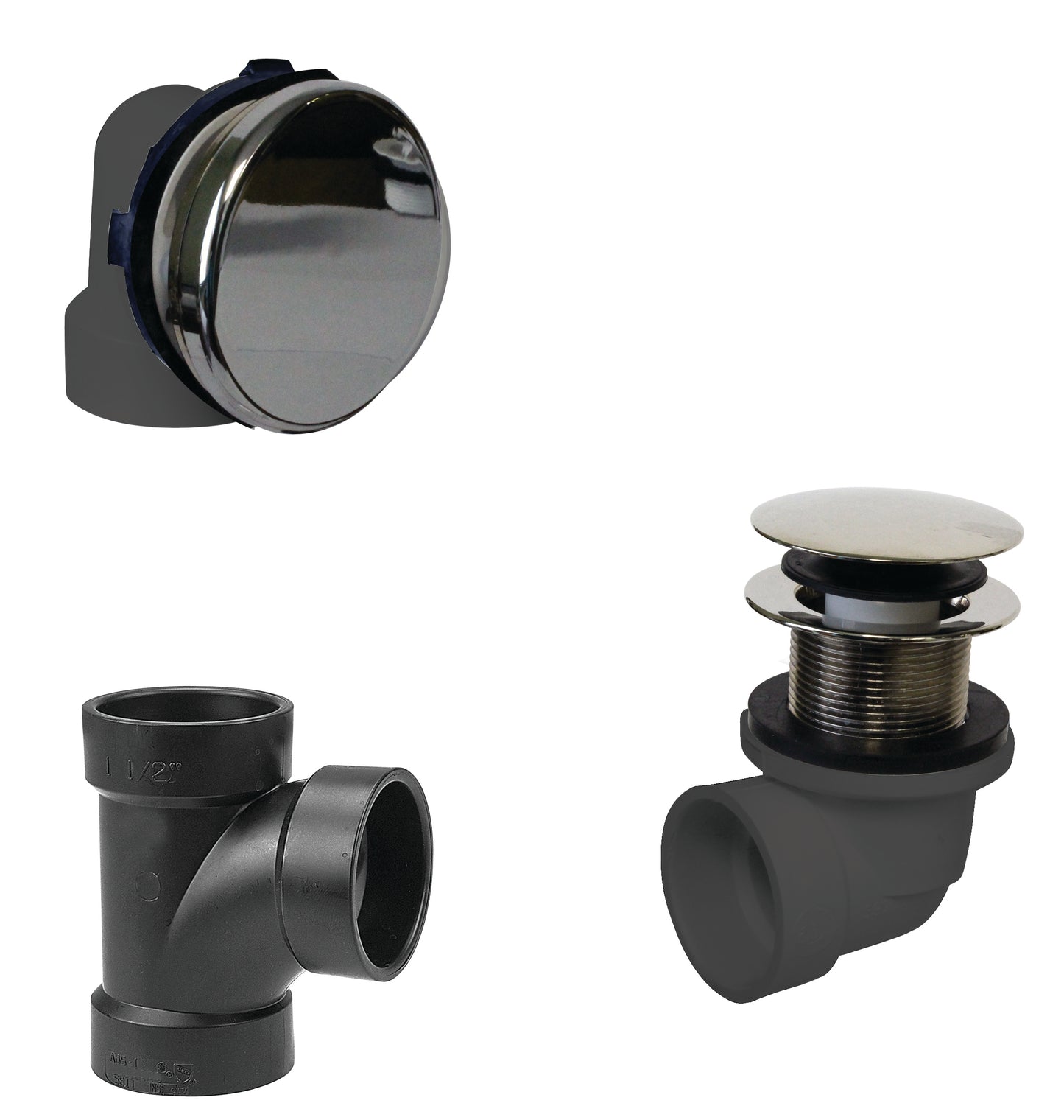 Westbrass D593AHRK Illusionary Overflow Sch. 40 ABS Plumbers Pack with Tip Toe Bath Drain