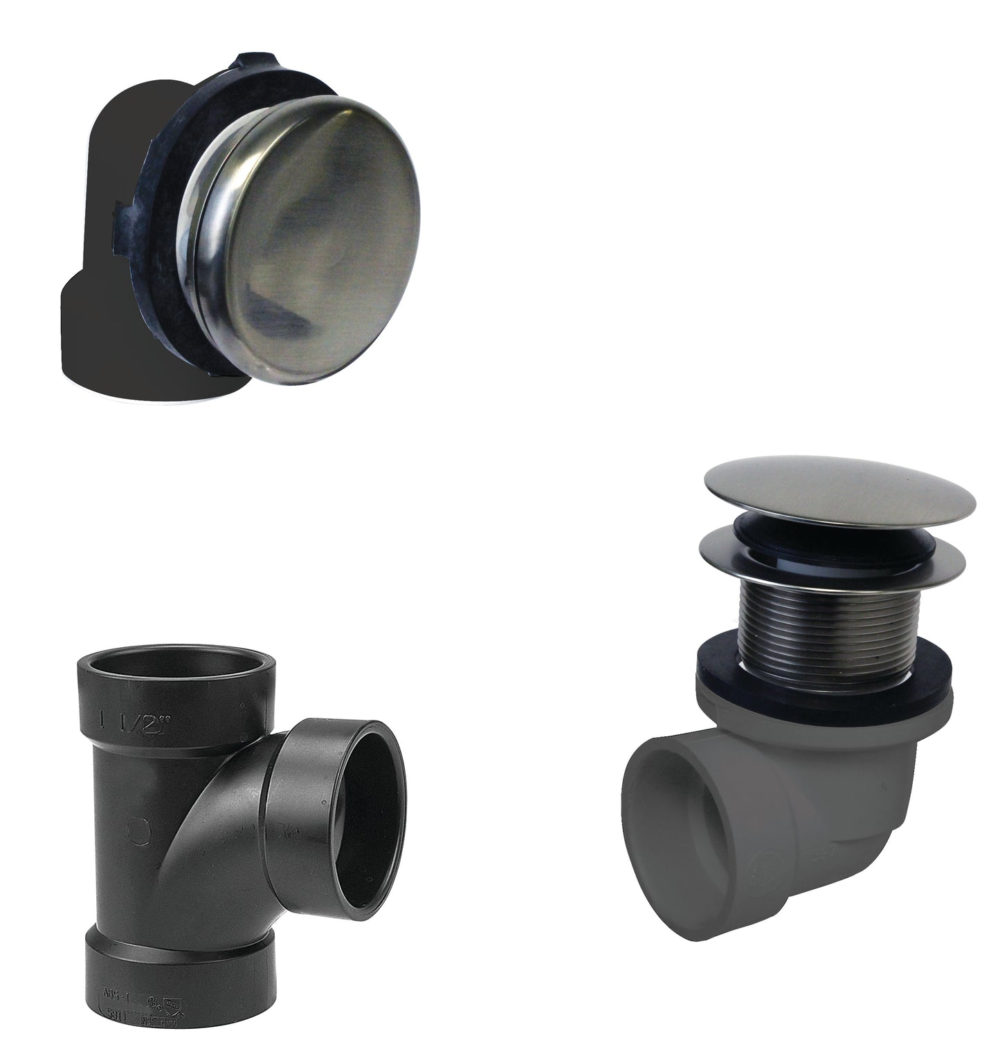 Westbrass D593AHRK Illusionary Overflow Sch. 40 ABS Plumbers Pack with Tip Toe Bath Drain