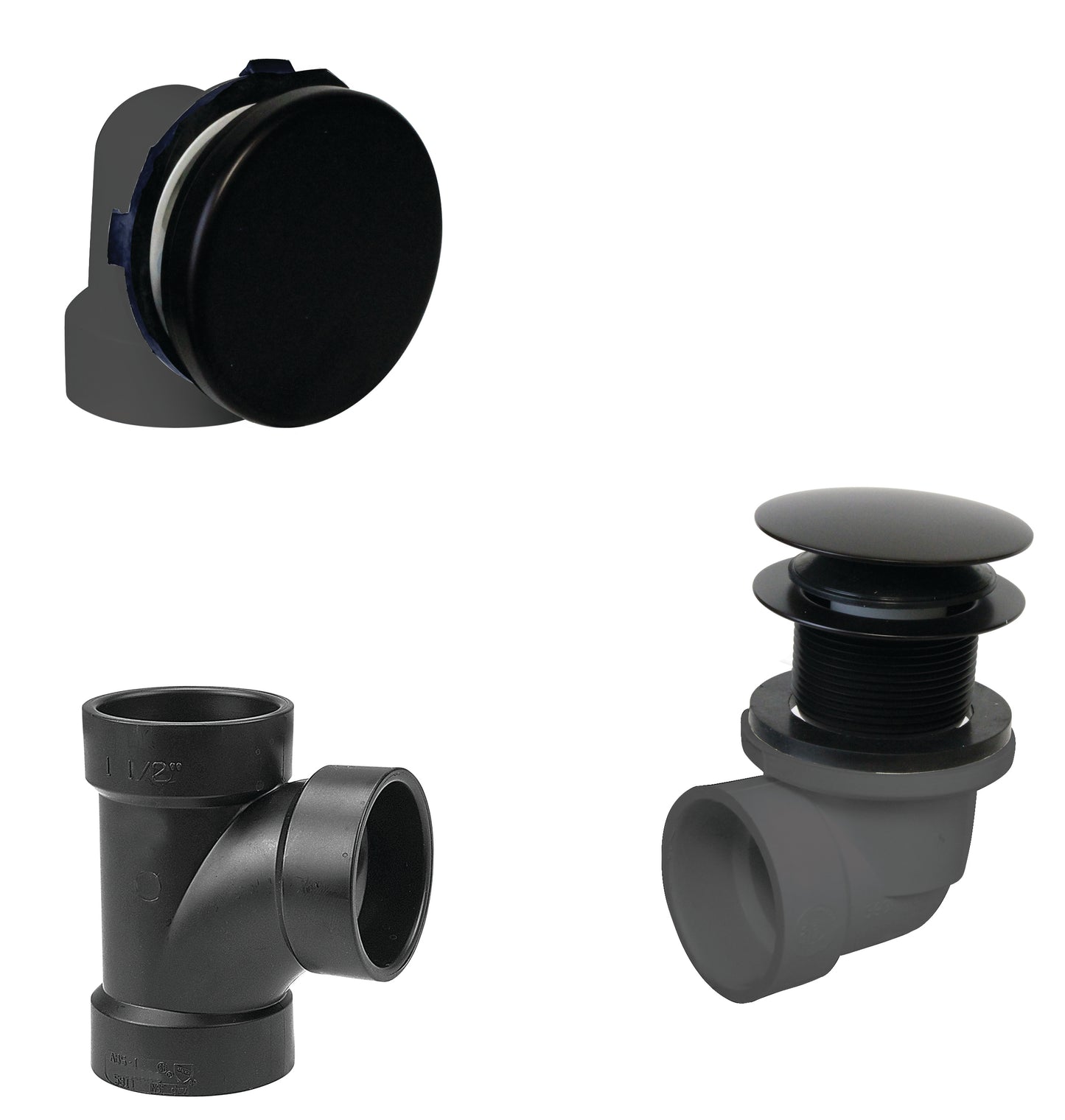 Westbrass D593AHRK Illusionary Overflow Sch. 40 ABS Plumbers Pack with Tip Toe Bath Drain
