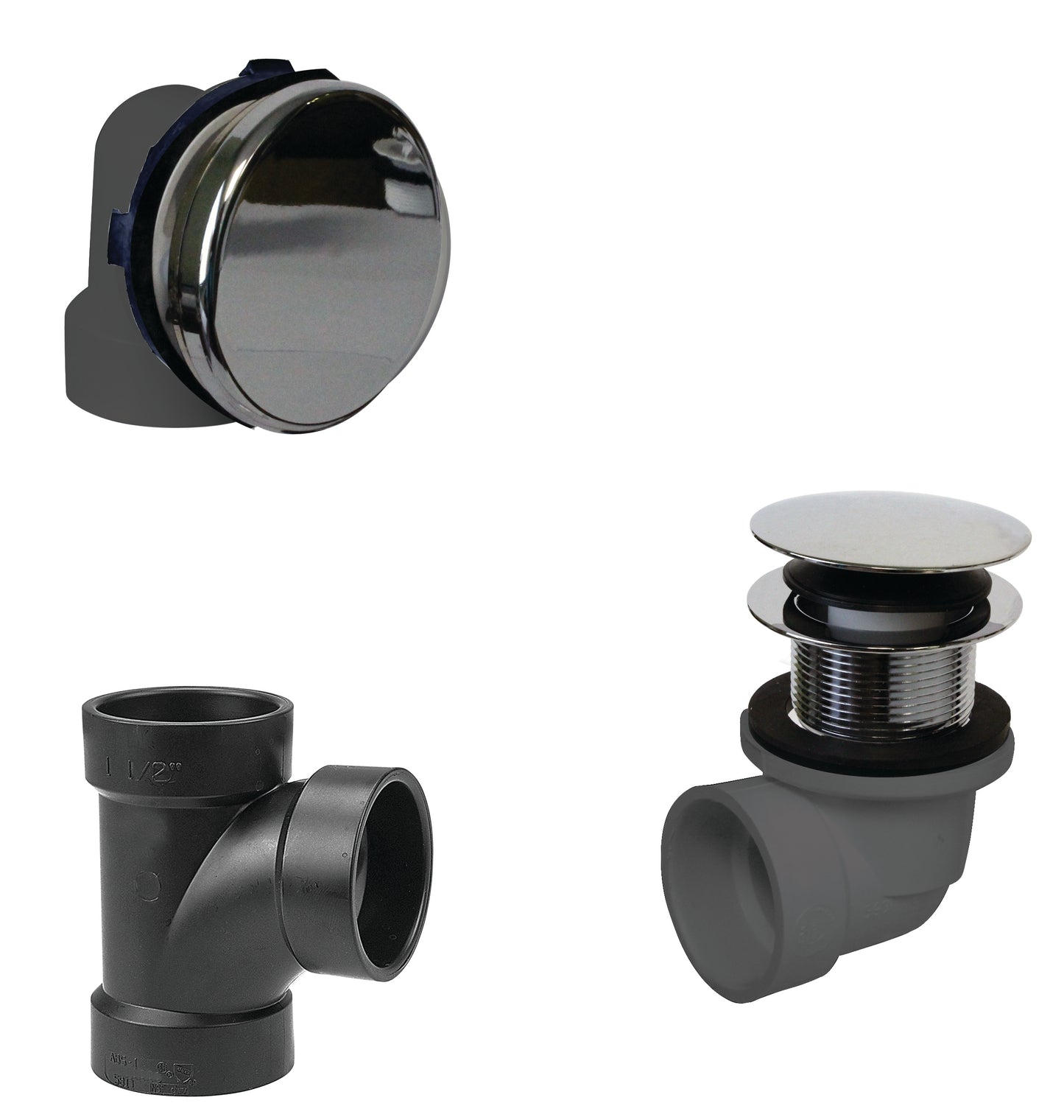 Westbrass D593AHRK Illusionary Overflow Sch. 40 ABS Plumbers Pack with Tip Toe Bath Drain