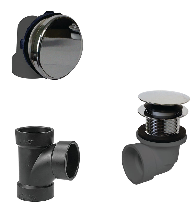 Westbrass D593AHRK Illusionary Overflow Sch. 40 ABS Plumbers Pack with Tip Toe Bath Drain