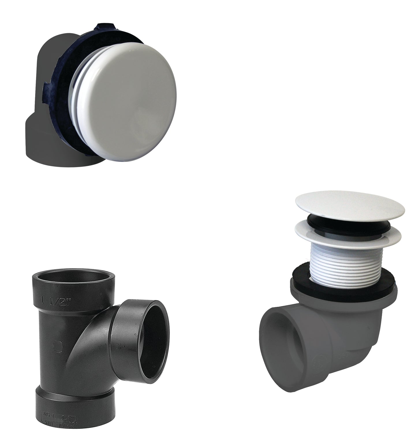 Westbrass D593AHRK Illusionary Overflow Sch. 40 ABS Plumbers Pack with Tip Toe Bath Drain