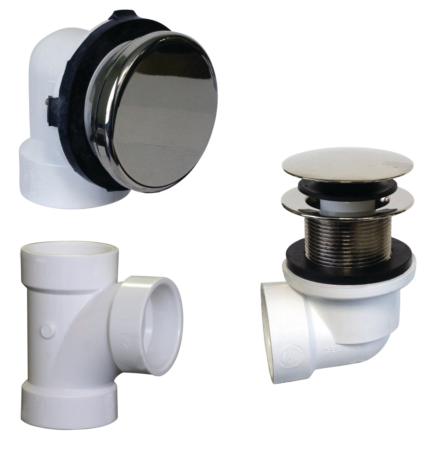 Westbrass D593PHRK Illusionary Overflow Sch. 40 PVC Plumbers Pack with Tip Toe Bath Drain